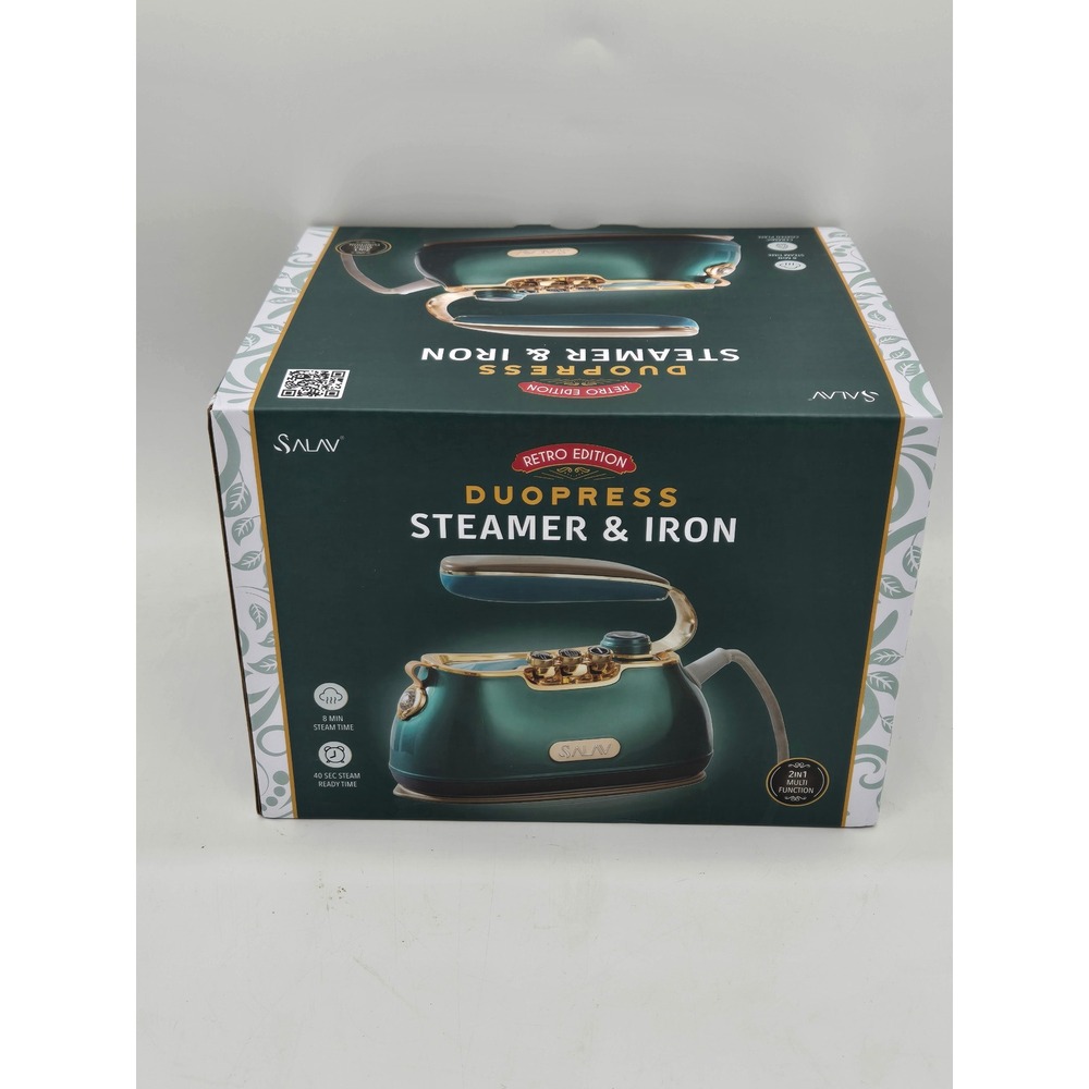 Salav DuoPress Retro Edition IS-900 Emerald Green 2-in-1 Steamer & Iron NEW